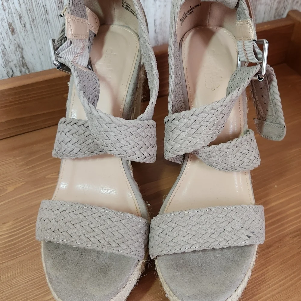 Charlotte Russe Tan Wedge Sandals with Ankle Wrap - Picture 2 of 13